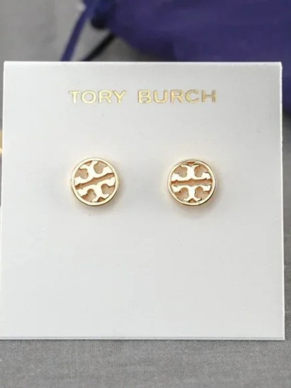 Tory Burch Miller Stud Earrings in 18k Gold (Brand New with Dust Bag)